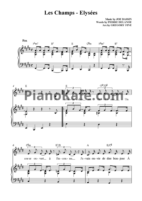 Ноты Joe Dassin - Les champs - PianoKafe.com