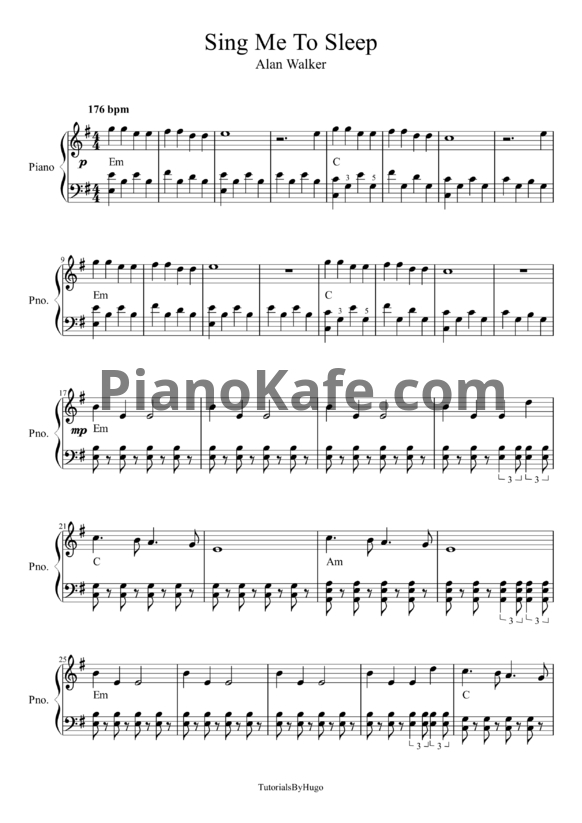 Ноты Alan Walker - Sing me to sleep - PianoKafe.com