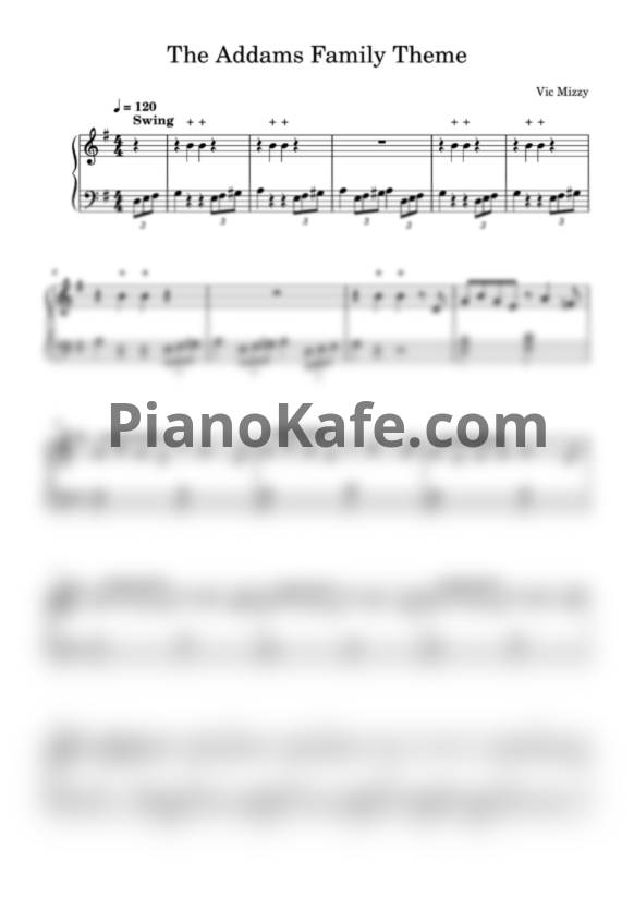 Ноты Vic Mizzy - The Addams Family theme - PianoKafe.com