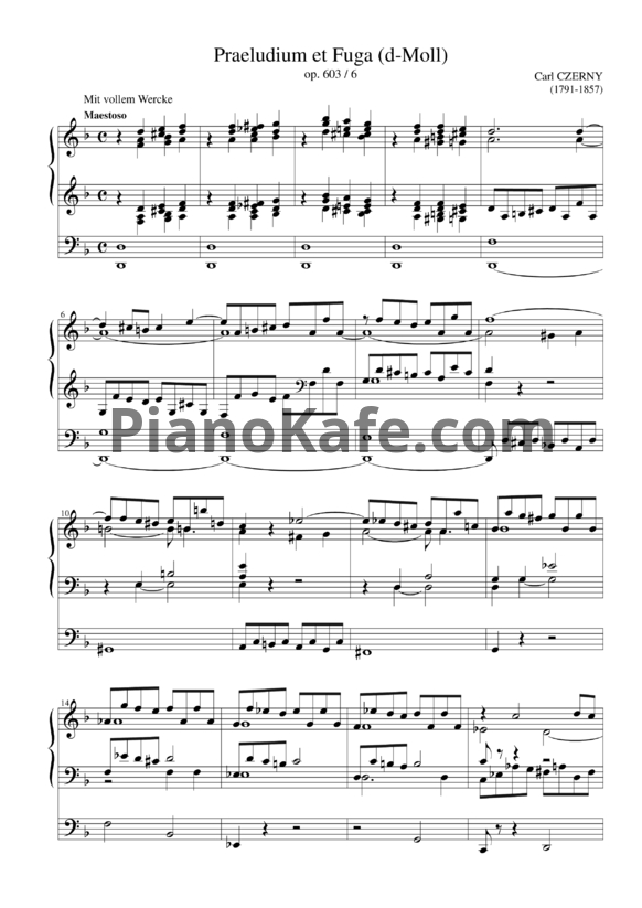 Ноты Карл Черни - 6 прелюдий и фуг, Op. 603 - PianoKafe.com