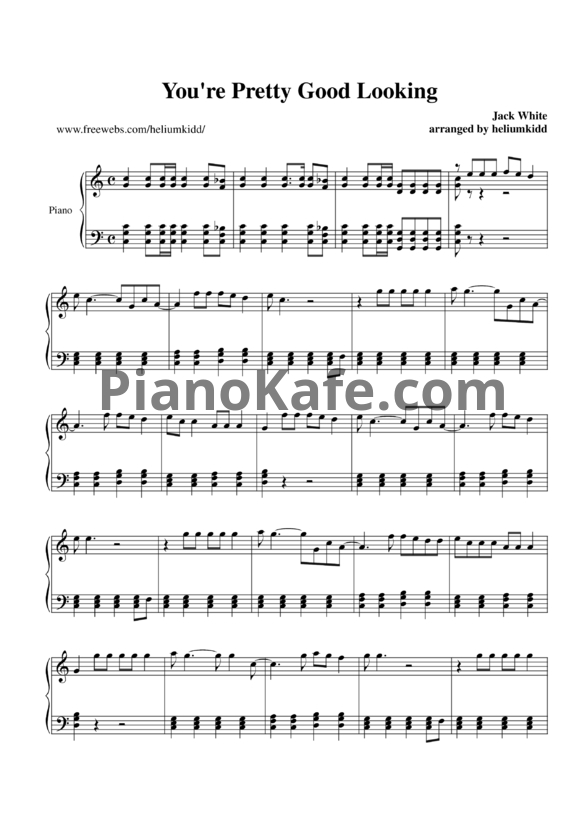 Ноты The White Stripes - Pretty good looking - PianoKafe.com