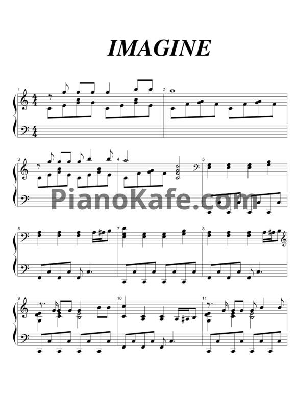 Ноты John Lennon - Imagine (Версия 2) - PianoKafe.com
