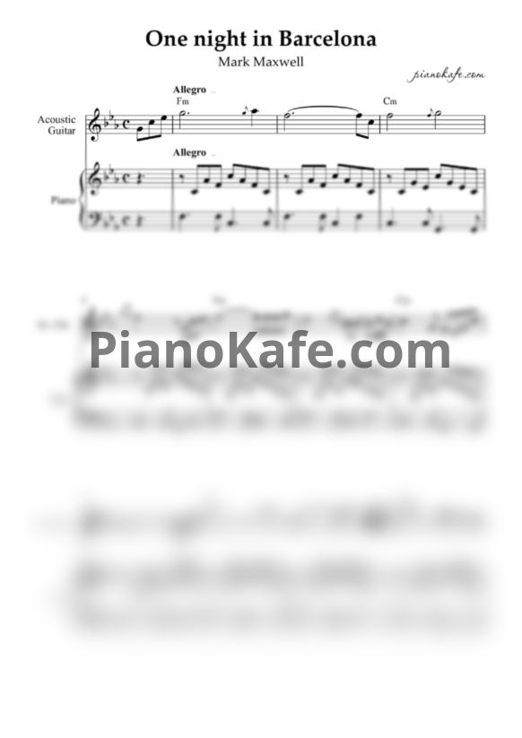 Ноты Mark Maxwell - One night in Barcelona - PianoKafe.com