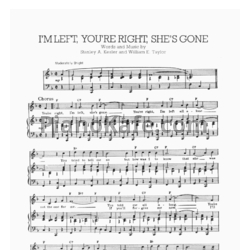 Ноты Elvis Presley - I'm left, you're right, she's gone - предпросмотр