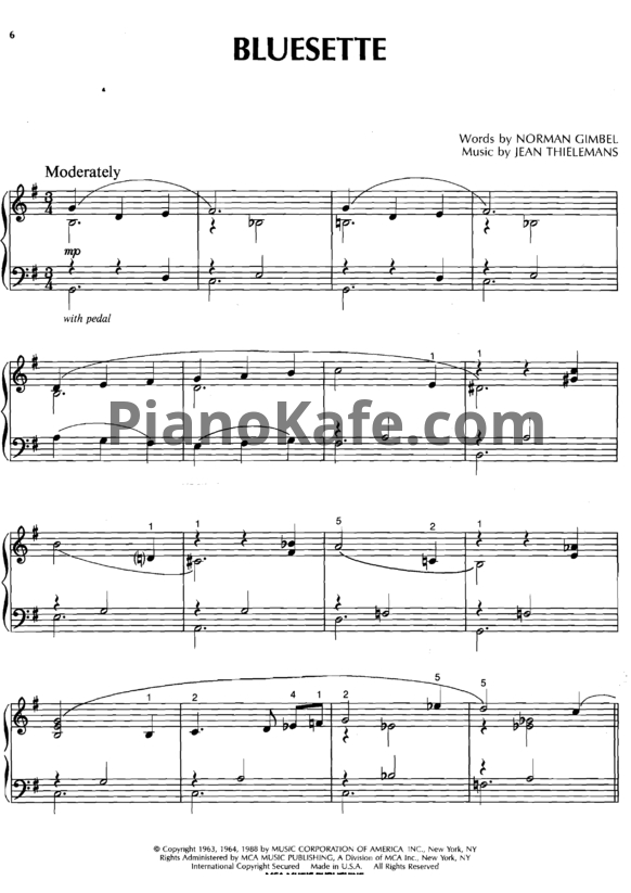 Ноты Toots Thielemans - Bluesette - PianoKafe.com