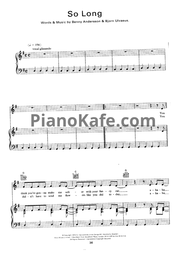 Ноты ABBA - So long - PianoKafe.com