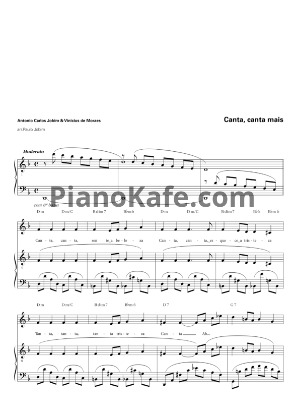 Ноты Antonio Carlos Jobim & Vinicius de Moraes - Canta, canta mais - PianoKafe.com
