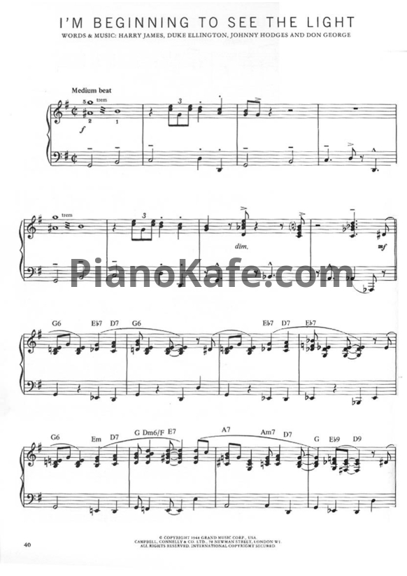 Ноты Duke Ellington - I'm beginning to see the light - PianoKafe.com