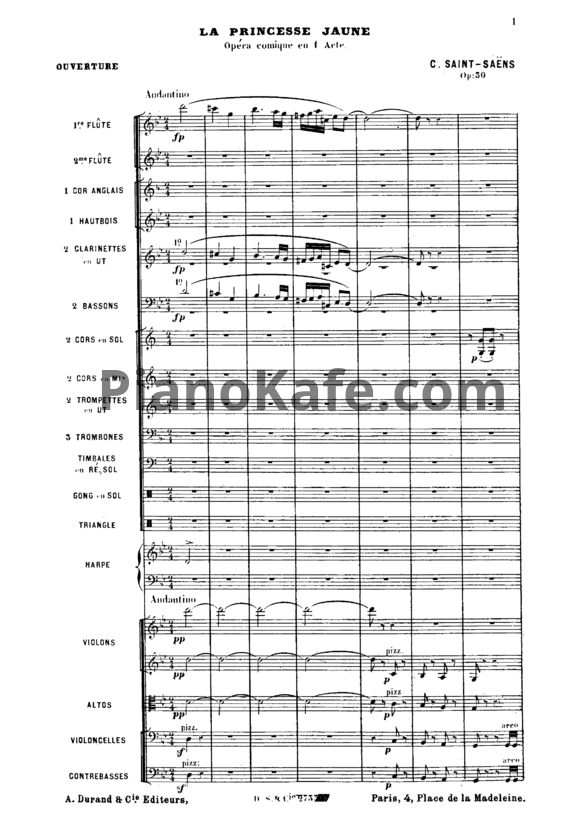 Ноты Камиль Сен-Санс - Опера "Жёлтая принцесса" (Op. 30) - PianoKafe.com