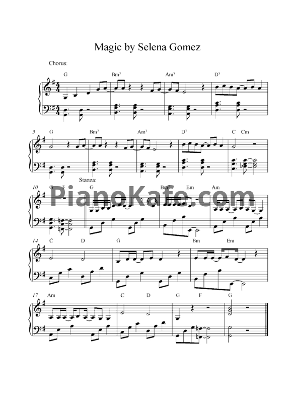 Ноты Selena Gomez - Magic - PianoKafe.com