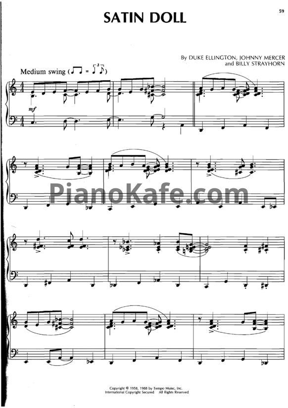Ноты Red Garland - Satin doll (Piano solo) - PianoKafe.com