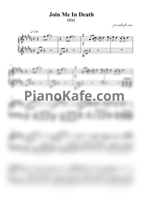 Ноты HIM - Join me in death (Переложение для фортепиано) - PianoKafe.com