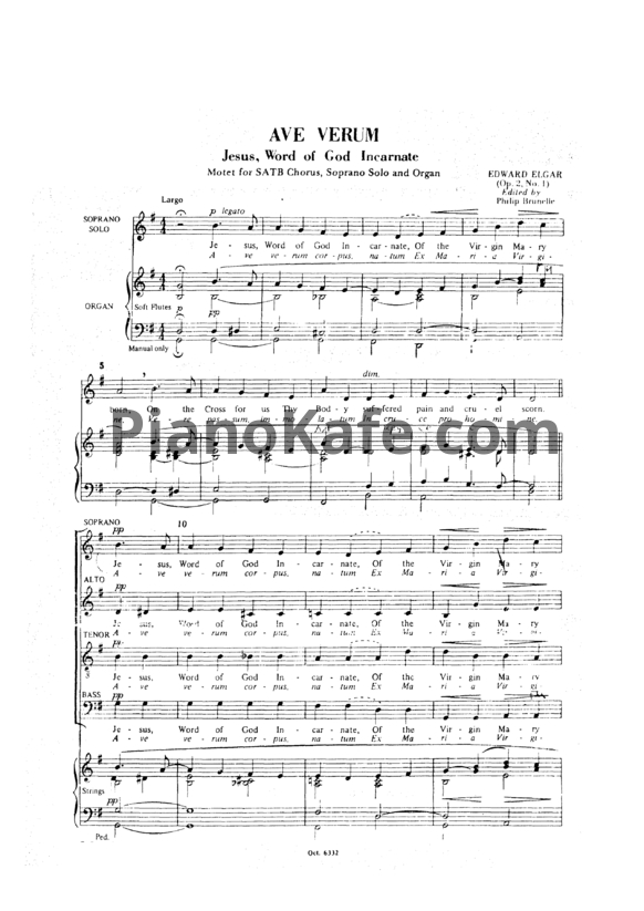 Ноты Эдуард Элгар - Ave verum corpus (Op. 2, №1) - PianoKafe.com