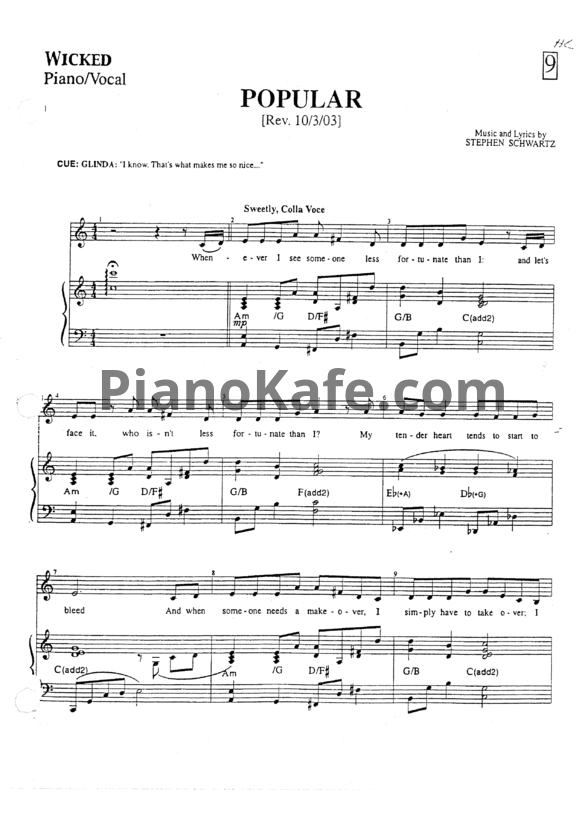 Ноты Stephen Schwartz - Popular - PianoKafe.com