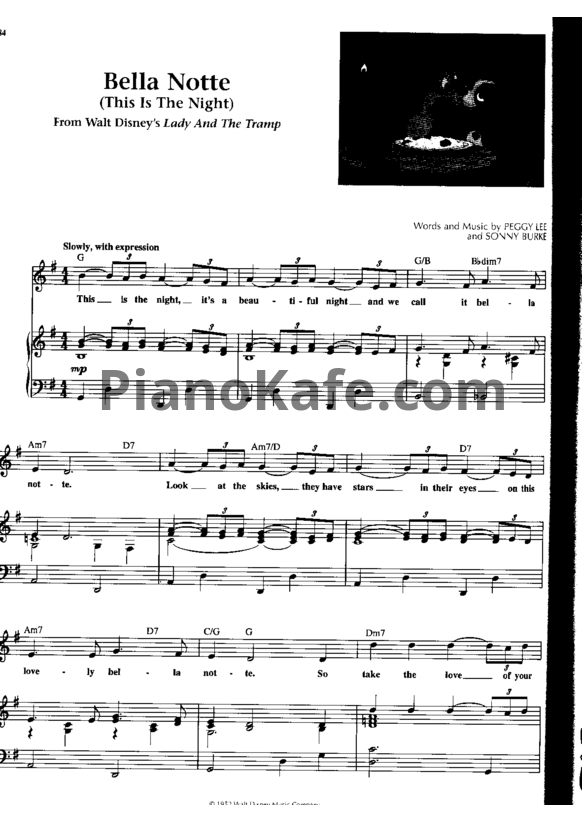 Ноты Peggy Lee - Bella notte (This is the night) - PianoKafe.com