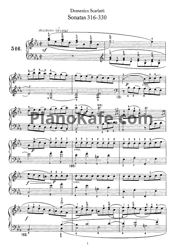 Ноты Д. Скарлатти - Сонаты L316-330 - PianoKafe.com