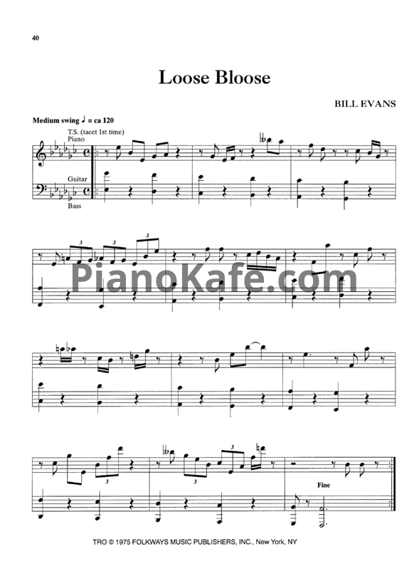 Ноты Bill Evans - Loose bloose - PianoKafe.com