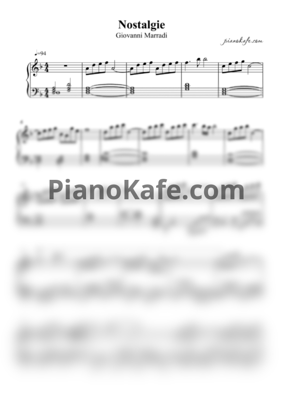 Ноты Giovanni Marradi - Nostalgie - PianoKafe.com