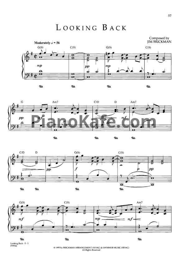 Ноты Jim Brickman - Looking back - PianoKafe.com