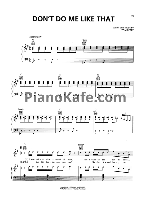 Ноты Tom Petty & The Heartbreakers - Don't do me like that - PianoKafe.com
