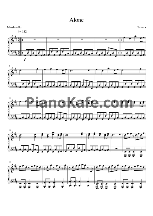 Ноты Marshmello - Alone - PianoKafe.com
