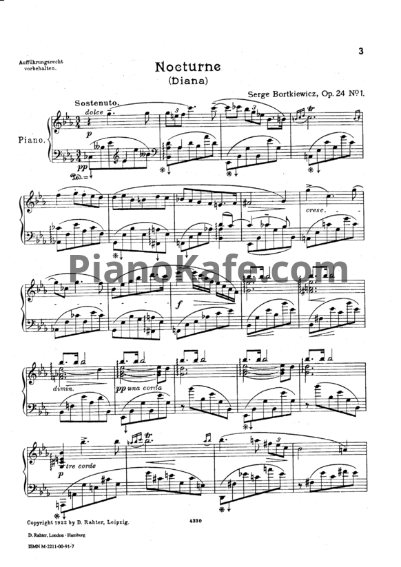Ноты С. Борткевич - Три пьесы (Op. 24) - PianoKafe.com
