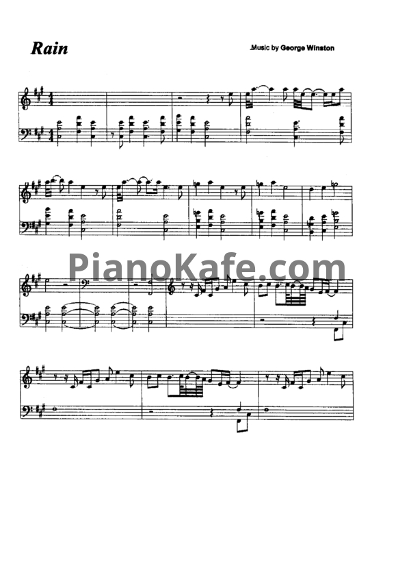 Ноты George Winston - Rain - PianoKafe.com