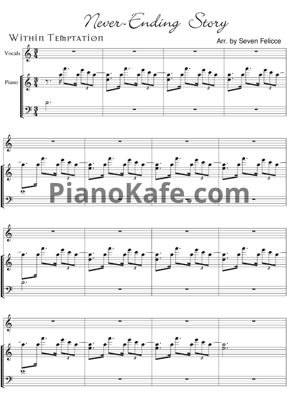 Ноты Within Temptation - Neverending story - PianoKafe.com
