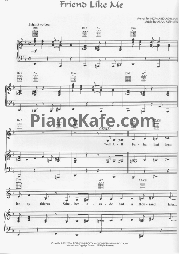 Ноты Alan Menken - Friend like me - PianoKafe.com
