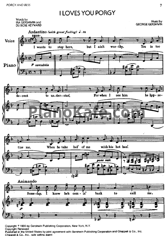 Ноты George Gershwin - I loves you porgy - PianoKafe.com