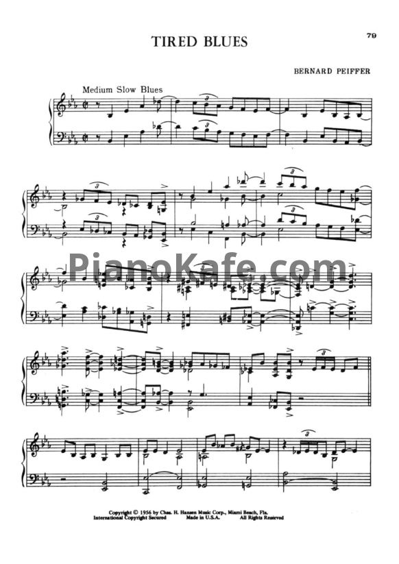 Ноты Bernard Peiffer - Tired blues - PianoKafe.com