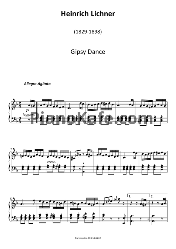 Ноты Генрих Лихнер - Цыганский танец - PianoKafe.com