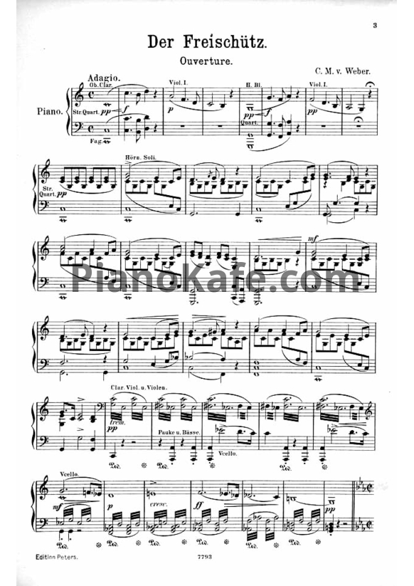 Ноты К. М. фон Вебер - Опера "Вольный стрелок" (Клавир) - PianoKafe.com