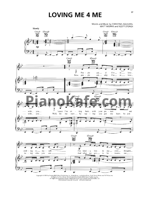 Ноты Christina Aguilera - Loving me for me - PianoKafe.com