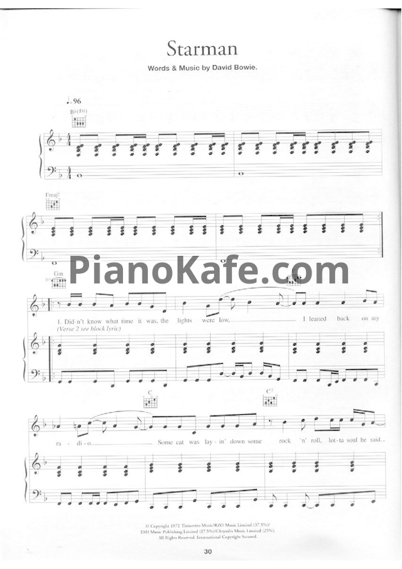 Ноты David Bowie - Starman - PianoKafe.com