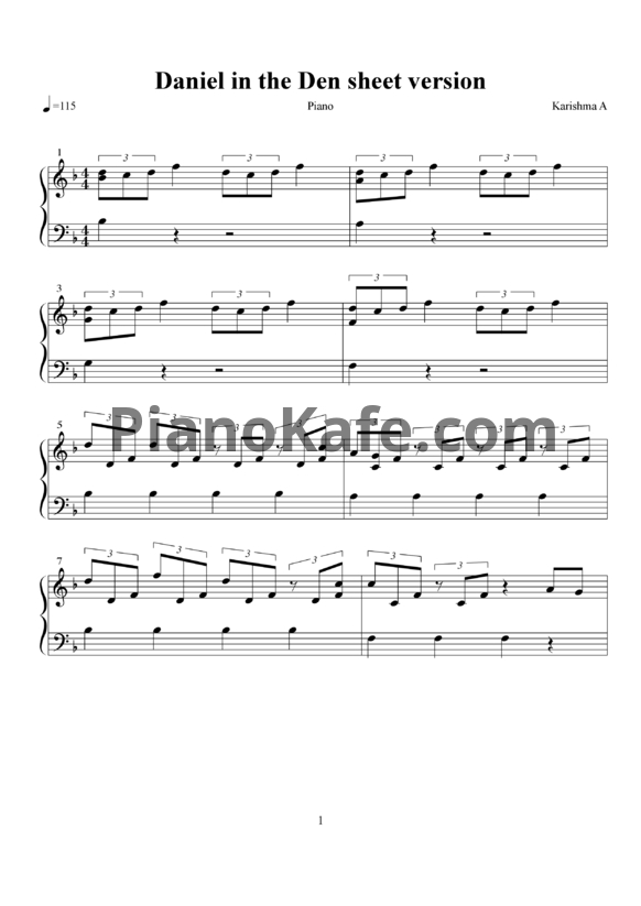 Ноты Bastille - Daniel in the Den - PianoKafe.com