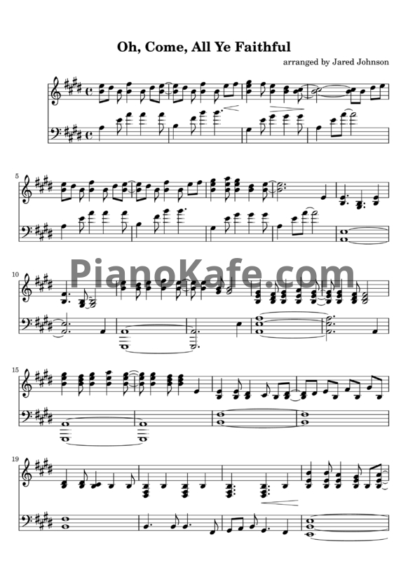 Ноты Jared Johnson - Oh. come, all ye faithful - PianoKafe.com