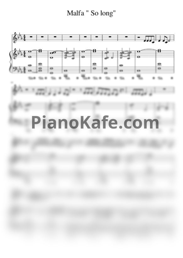 Ноты MALFA - So long - PianoKafe.com