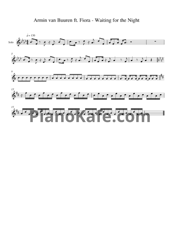Ноты Armin van Buuren feat. Fiora - Waiting for the night - PianoKafe.com