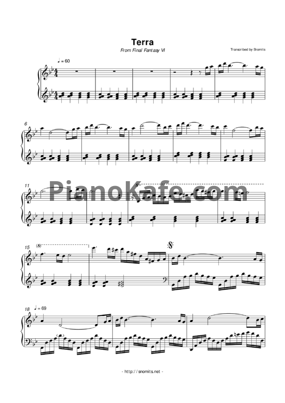 Ноты Nobuo Uematsu - Terra - PianoKafe.com