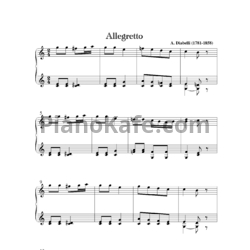 Ноты А. Диабелли - Аллегретто до мажор - предпросмотр