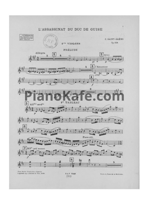 Ноты Камиль Сен-Санс - Убийство Герцога Гиза (Op. 128) - PianoKafe.com