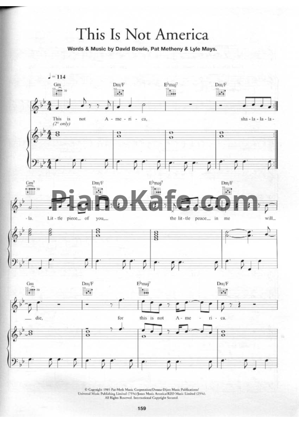 Ноты David Bowie - This is not America - PianoKafe.com