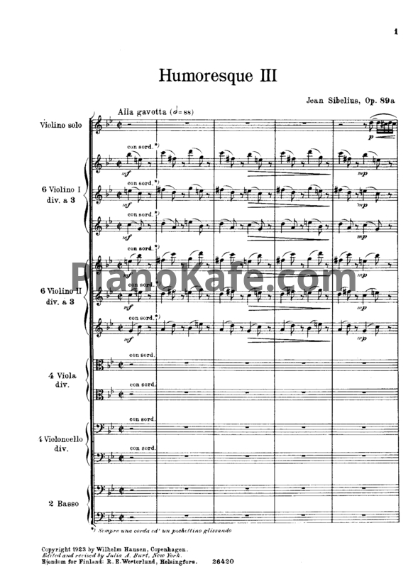Ноты Ян Сибелиус - 4 юморески для скрипки с оркестром (Op. 89, партитура) - PianoKafe.com