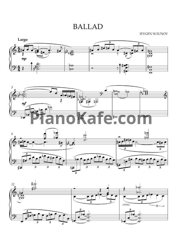 Ноты Ievgen Suiunov - Diptych in blue (for piano) - PianoKafe.com