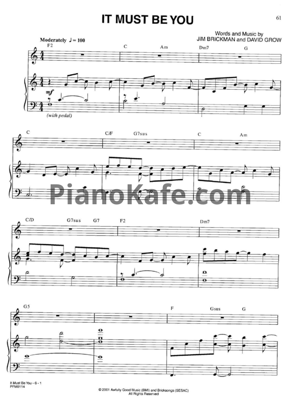 Ноты Jim Brickman - It must be you - PianoKafe.com