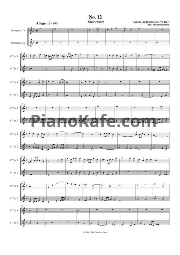 Ноты Л. В. Бетховен - Fifteen Fugues for Brass No.12 - PianoKafe.com