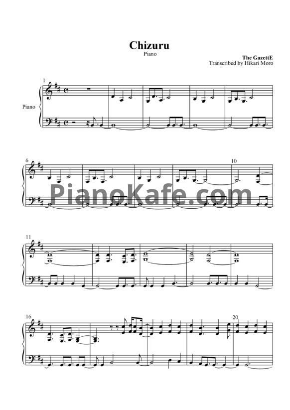 Ноты the GazettE - Chizuru - PianoKafe.com