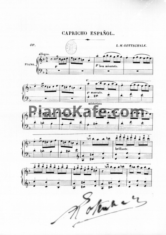 Ноты Луи Моро Готшалк - Capricho Español - PianoKafe.com