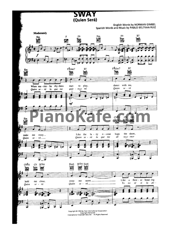 Ноты Michael Buble - Sway - PianoKafe.com